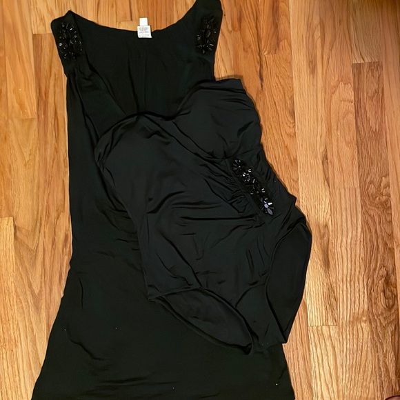 Badgley Mischka black one piece bathing suit and matching coverup. Size 6. - Picture 1 of 7